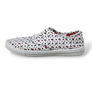 🔥Disney Minnie Mouse Women's Canvas Lace Up Polka Dot White Black Shoe Sneakers